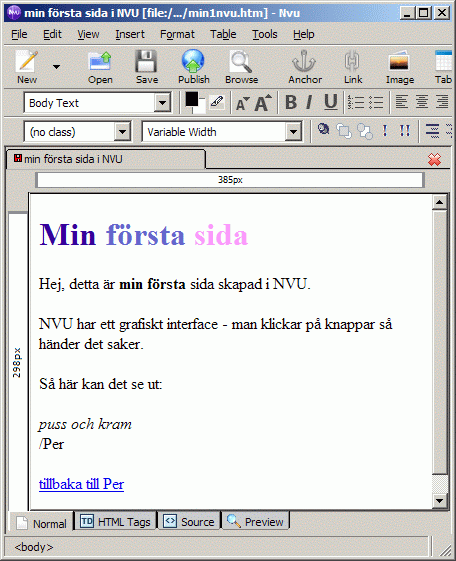 Redigera med NVU