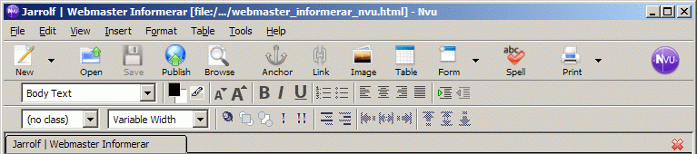 Nvu har ett grafiskt interface