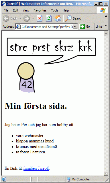 min första sida tittat på med explorer